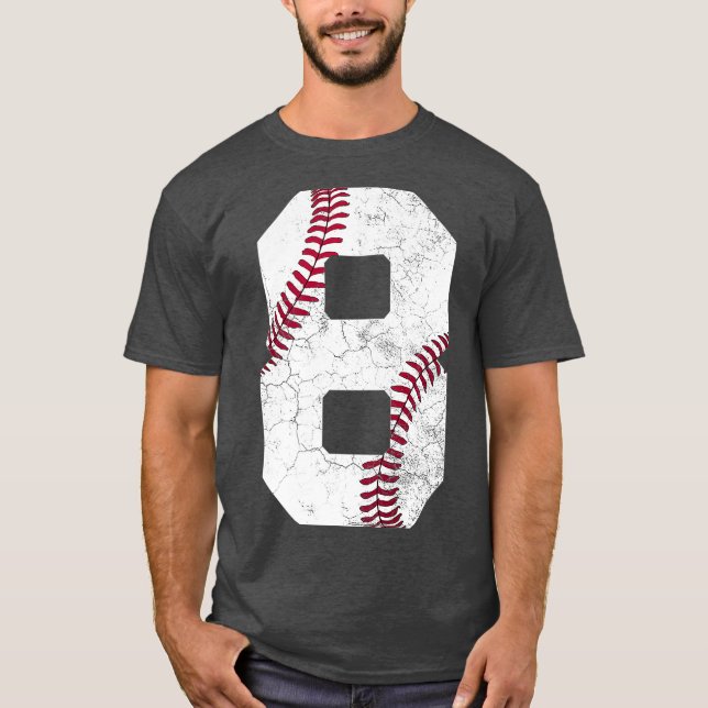 Camiseta 8.º Regalo de cumpleaños Niños de béisbol Niños Oc (Anverso)