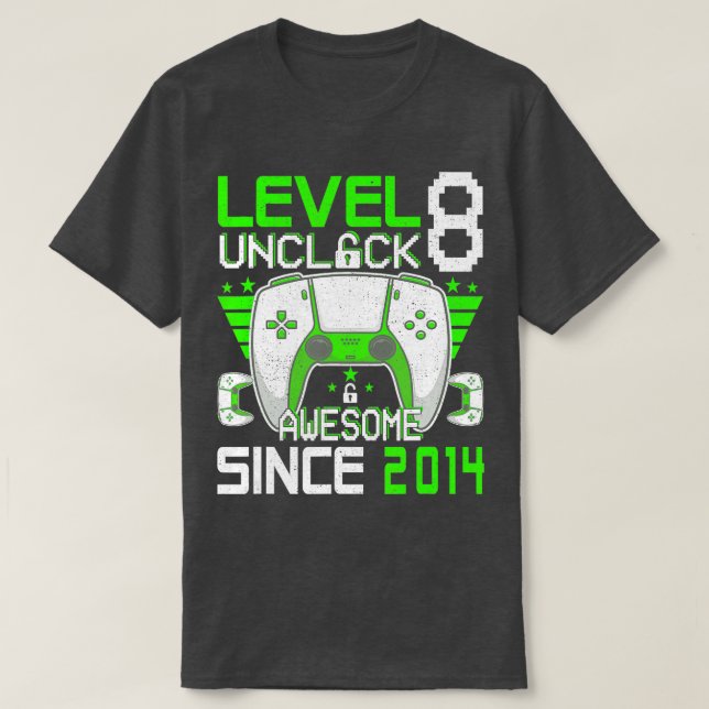Camiseta 8.º Regalo De Cumpleaños Nivel 8 Desbloqueado Impr (Diseño del anverso)