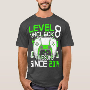 Camiseta 8.º Regalo De Cumpleaños Nivel 8 Desbloqueado Impr