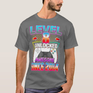 Camiseta 8.º Regalo De Cumpleaños Nivel 8 Desbloqueado Impr