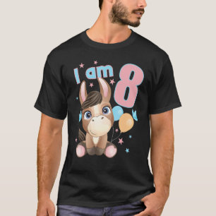Camiseta 8 Años Cumpleaños Ropa Niño Niña Caballo Lindo