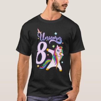Camiseta 8 años Cumpleaños Unicornio Dabbing Awesome Set