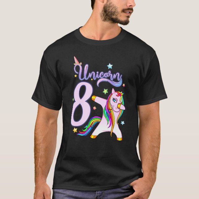 Camiseta 8 años Cumpleaños Unicornio Dabbing Awesome Set (Anverso)