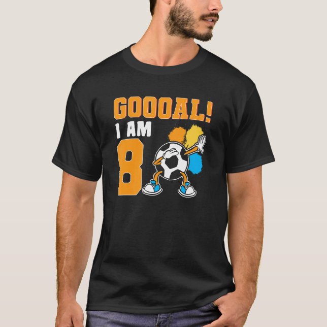 Camiseta 8 años de fiesta de cumpleaños temática del fútbol (Anverso)