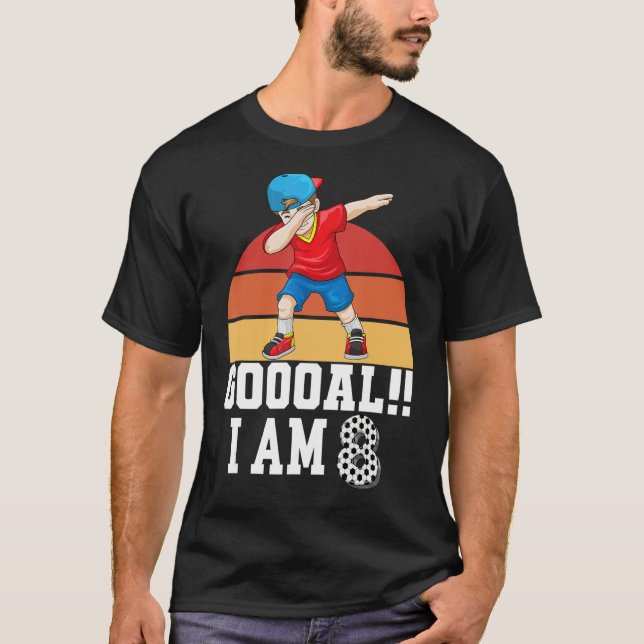 Camiseta 8 años de fiesta de cumpleaños temática del fútbol (Anverso)