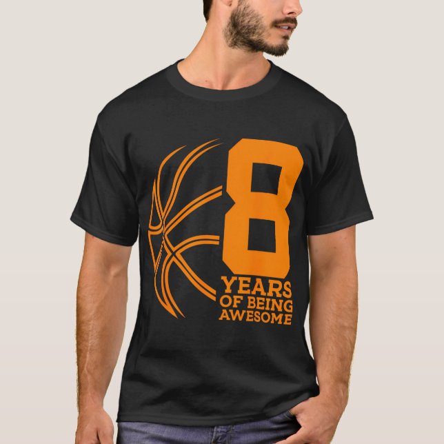 Camiseta 8 Años De Ser Fabuloso Baloncesto 8 Cumpleaños (Anverso)