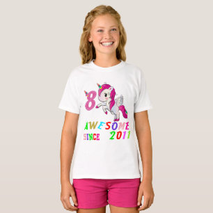 Camiseta 8 años del 8vo del cumpleaños del unicornio chic