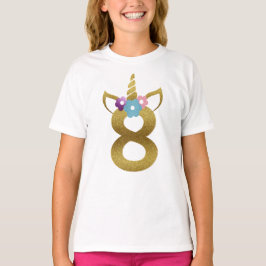 Camiseta 8 años del unicornio del chica del cumpleaños para