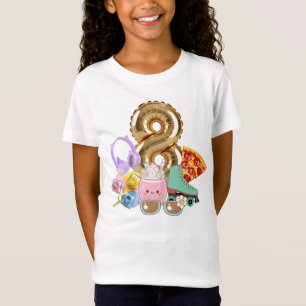 Camiseta 8 Auriculares Globo Pizza Kawaii Bebida Patines