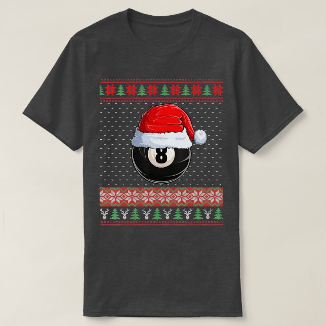 Camiseta 8 Ball Billiard Santa Hat Navidades Funny Ball San (Diseño del anverso)