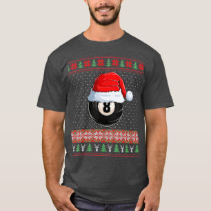 Camiseta 8 Ball Billiard Santa Hat Navidades Funny Ball San