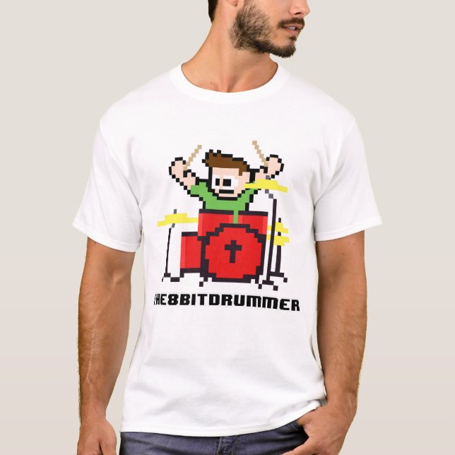 Camiseta 8 Bits Bateria Bit Drummer Geek (Anverso)