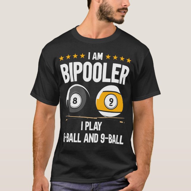Camiseta 8 bolas y 9 bolas Humor divertido Billar (Anverso)