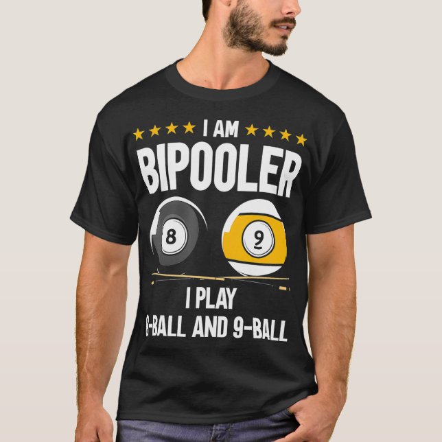 Camiseta 8 bolas y 9 bolas Humor divertido Billar (Anverso)