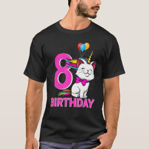 Camiseta 8 Chica de cumpleaños Caticorn Cute Cat Love