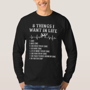 Camiseta 8 Cosas Que Quiero En Life Cow Heartbeat
