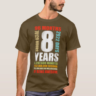 Camiseta 8 Cumpleaños Niños Chicas Niños Fiesta Bein
