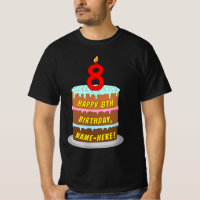 8 cumpleaños — Torta y Vela divertida, con nombre
