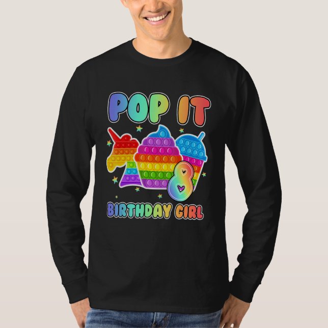 Camiseta 8 cumpleaños Unicorn Fidget Pop It Birthday Chica  (Anverso)