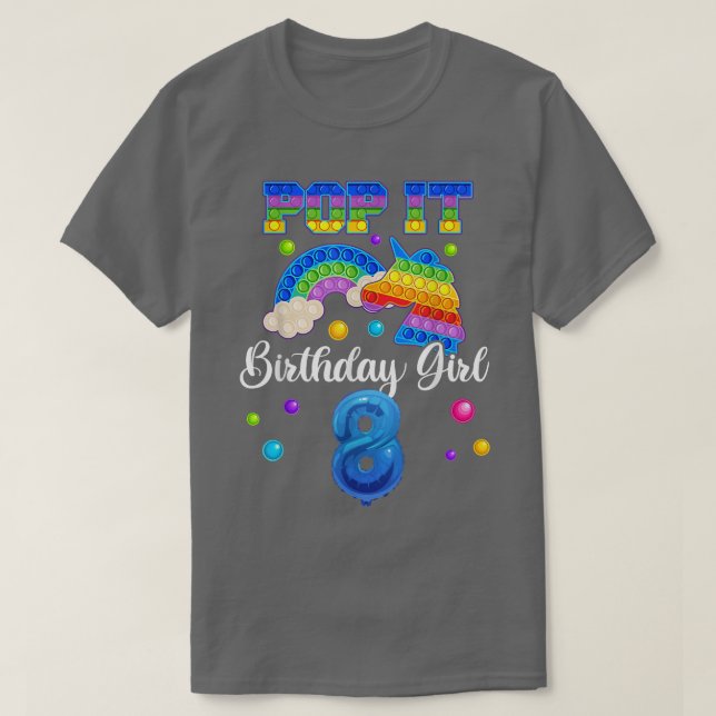 Camiseta 8 cumpleaños unicornio para Chicas, 8 cumpleaños (Diseño del anverso)