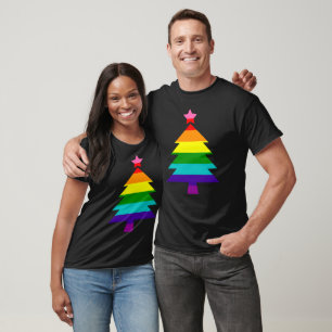 Camiseta 8 franjas Bandera del Orgullo LGBT Árbol de Navida