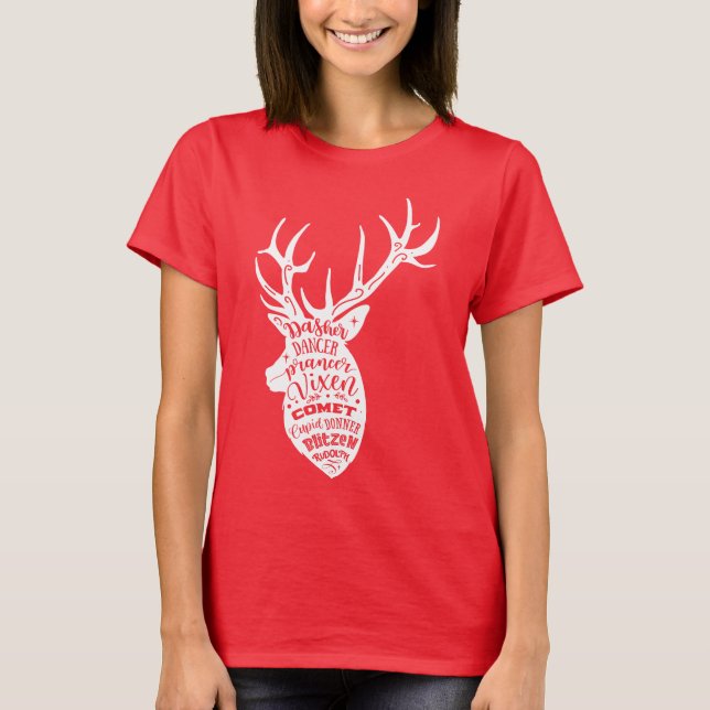 Camiseta 8 pequeños renos 🦌 Navidades 🎄 ciervo de Santa (Anverso)