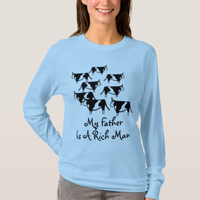 Camiseta 8 vacas, mi padre son un hombre rico, ocho, vaca, (Anverso)