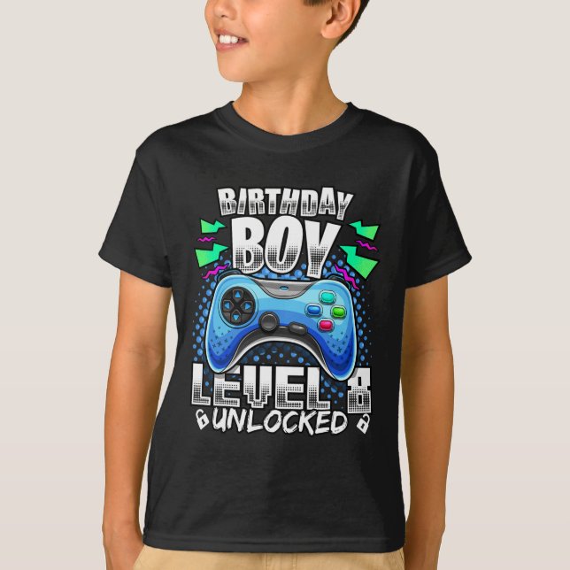 Camiseta 8 Videojuego desbloqueado 8Jugador de cumpleaños n (Anverso)