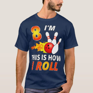 Camiseta 8 year old bowling birthday Boy Funny Bowler Girl