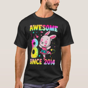 Camiseta 8 Year Old  Girls Teens Cute Girl Rabbit 8th Birth