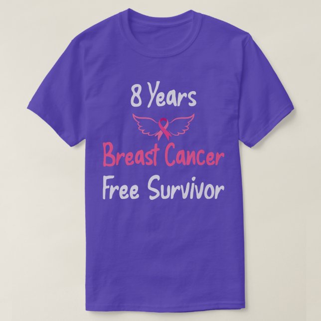 Camiseta 8 Years Breast Cancer Free Pink Breast Cancer Surv (Diseño del anverso)