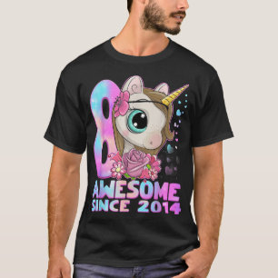 Camiseta 8 Years Cute Unicorn Awesome Since 2014
