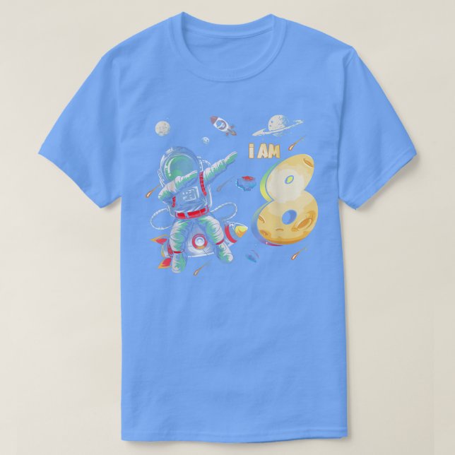 Camiseta 8 Years Old Birthday Boy Astronaut Space 8th Birth (Diseño del anverso)