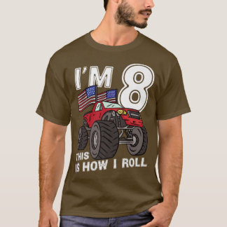 Camiseta 8 Years Old Boy Monster Truck 8th Birthday Kids