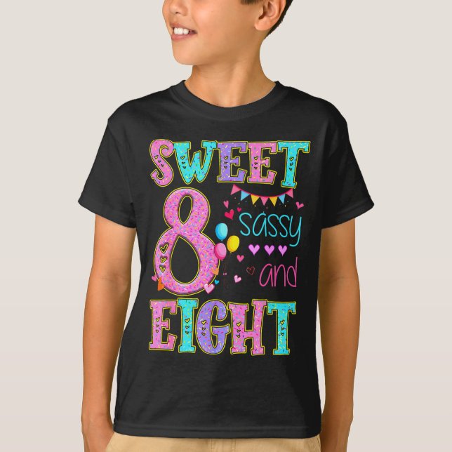 Camiseta 8 Years Old Sweet Sy And Eight Birthday Girl Donut (Anverso)