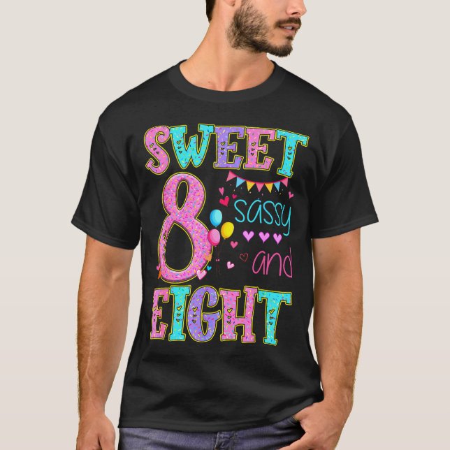 Camiseta 8 Years Old Sweet Sy And Eight Birthday Girl Donut (Anverso)