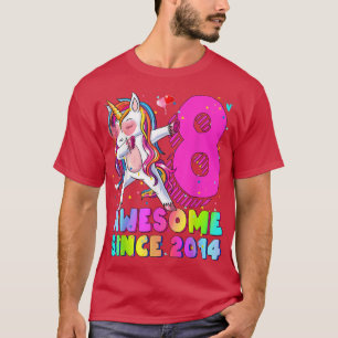 Camiseta 8 Years Old Unicorn Dabbing 8th Birthday Girl Unic