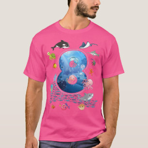 Camiseta 8th Birthday Aquarium Sea Aquatic Animals Lover Bo