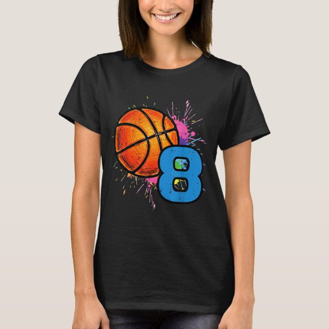 Camiseta 8th Birthday Basketball 8 Year Old Bday Srts Boys  (Anverso)
