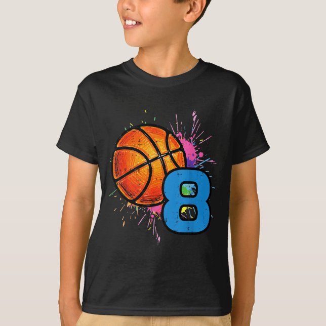 Camiseta 8th Birthday Basketball 8 Year Old Bday Srts Boys  (Anverso)