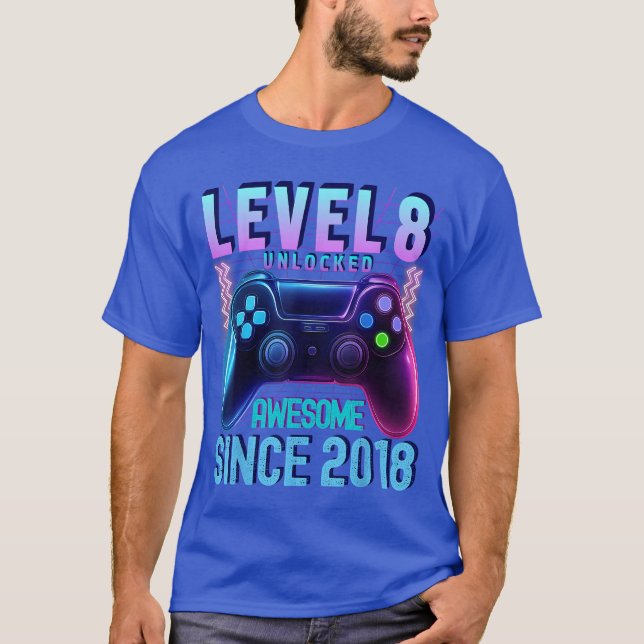 Camiseta 8th Birthday Boy Level 8 Unlocked Gamer Birthday S (Anverso)