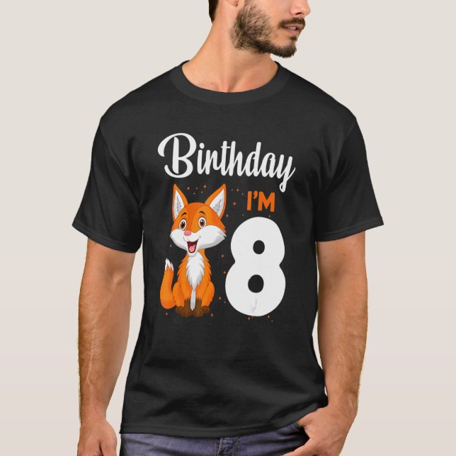 Camiseta 8th Birthday Fox  8 Years Old Boys And Girls Kids (Anverso)