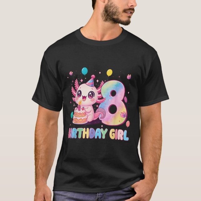 Camiseta 8th Birthday Girl Cute Axolotl 8 Years Old Birthda (Anverso)