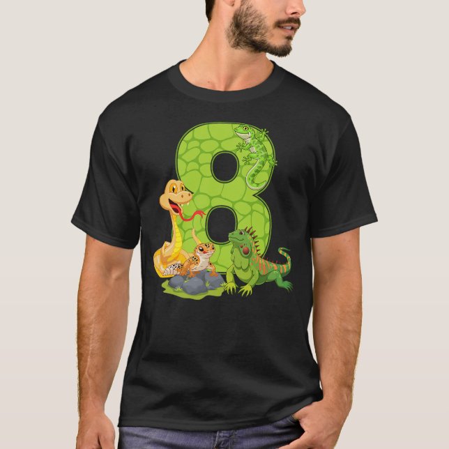 Camiseta 8th Birthday Snake Lizard Reptile 8 Year Old Birth (Anverso)