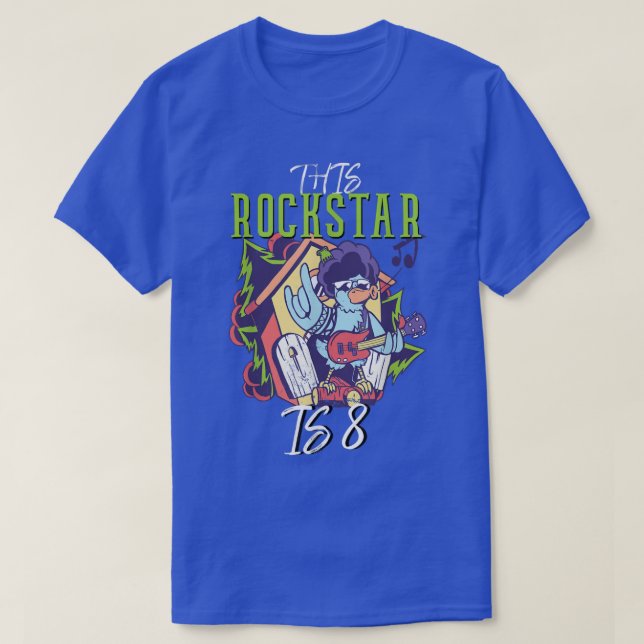 Camiseta 8th Birthday The Birthday Boys Rockstar Guitar  (Diseño del anverso)