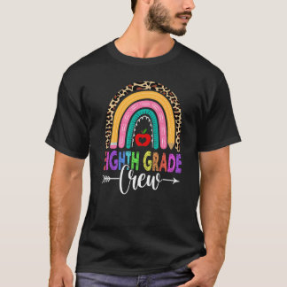 Camiseta 8th Eighth Grade Crew Rainbow Leopard Teacher Back
