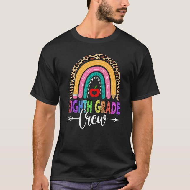 Camiseta 8th Eighth Grade Crew Rainbow Leopard Teacher Back (Anverso)