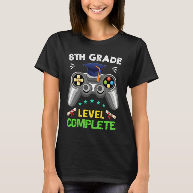 Camiseta 8th Grade Graduation Level Complete Gamer 2022 (Anverso)