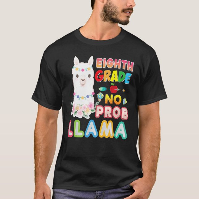 Camiseta 8th Grade No Prob Llama Back To School Eighth Kid  (Anverso)