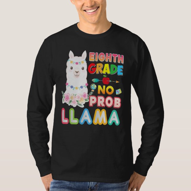 Camiseta 8th Grade No Prob Llama Back To School Eighth Kid  (Anverso)